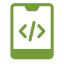Code on tablet icon.