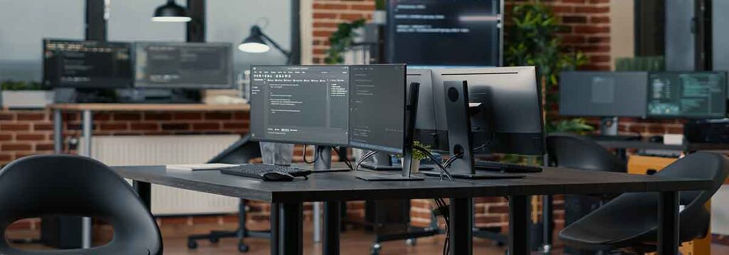 Empty desks in office