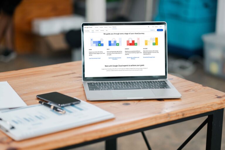 Google Cloud Consulting homepage on laptop