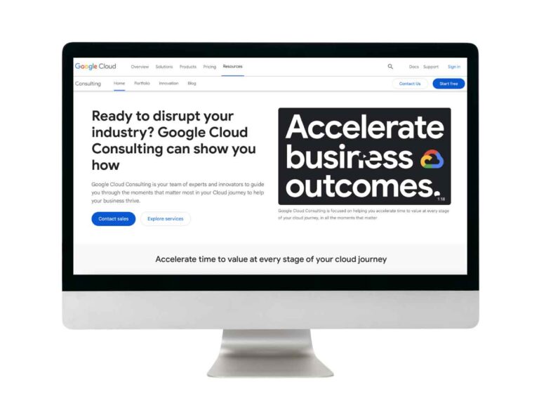 Google Cloud Consulting computer screen