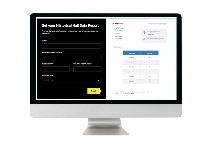HailSolve data report request screenshot