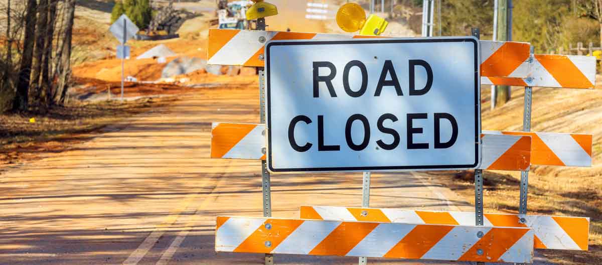 Road closed sign