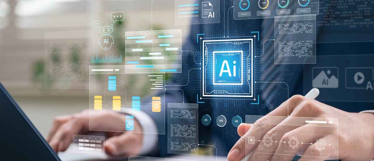 person using ai at a computer