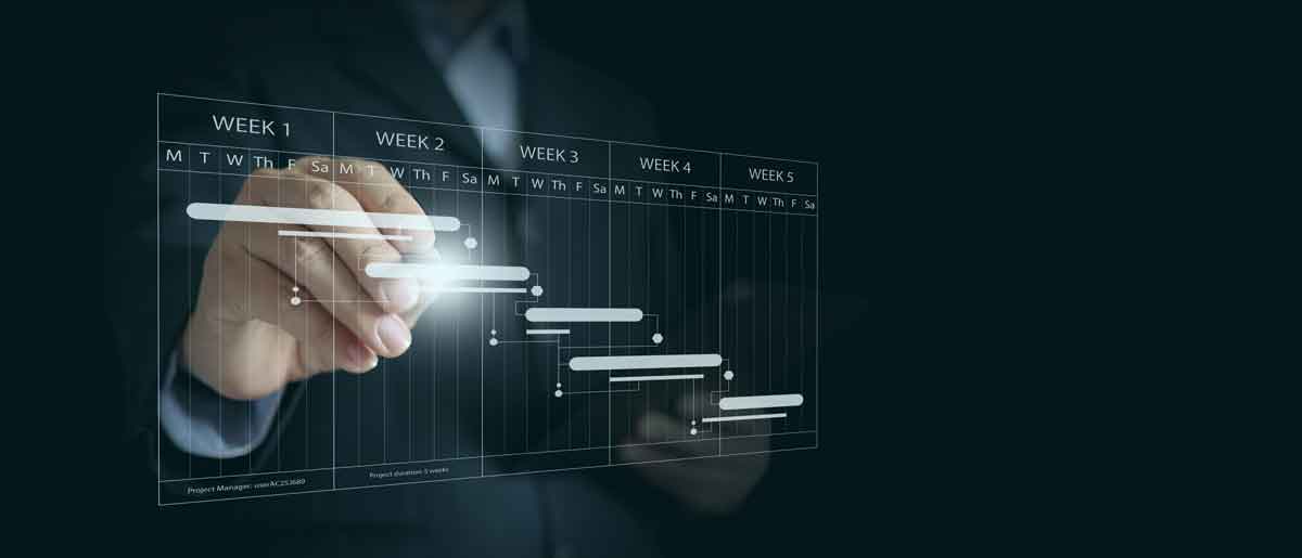 Calendar of a 4 week view to represent project scope