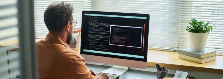 Software engineer working at his computer