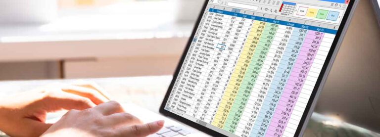 person working on a spreadsheet