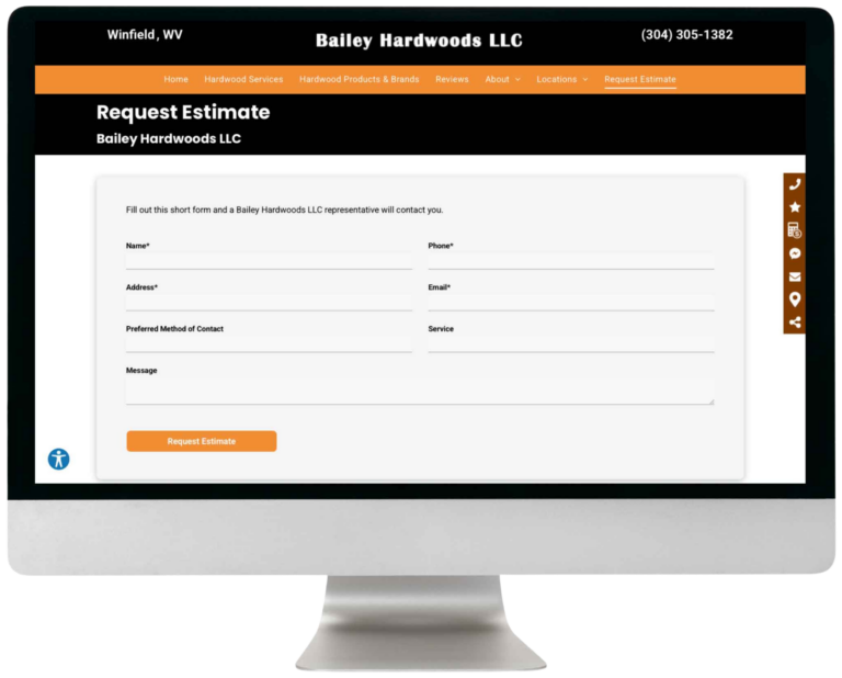 Bailey Hardwoods estimate request page