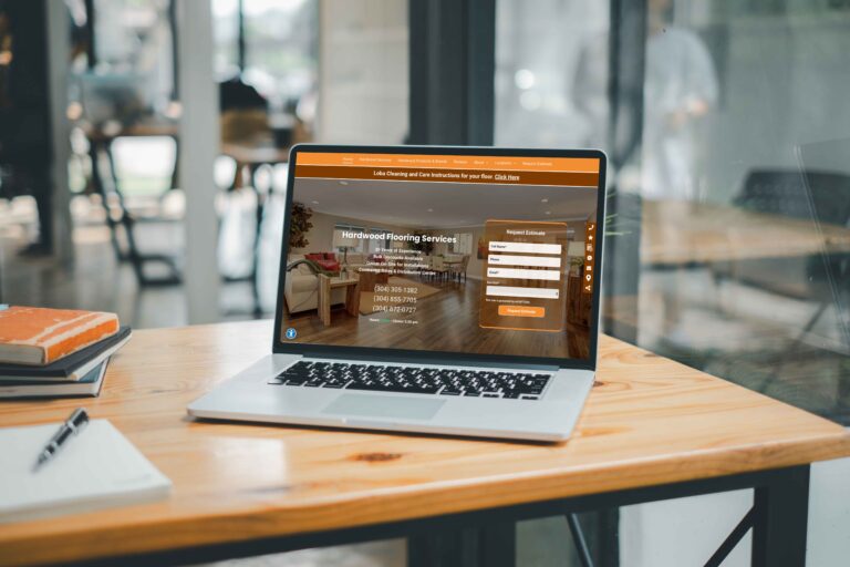 Laptop with Bailey Hardwoods home screen/estimate page